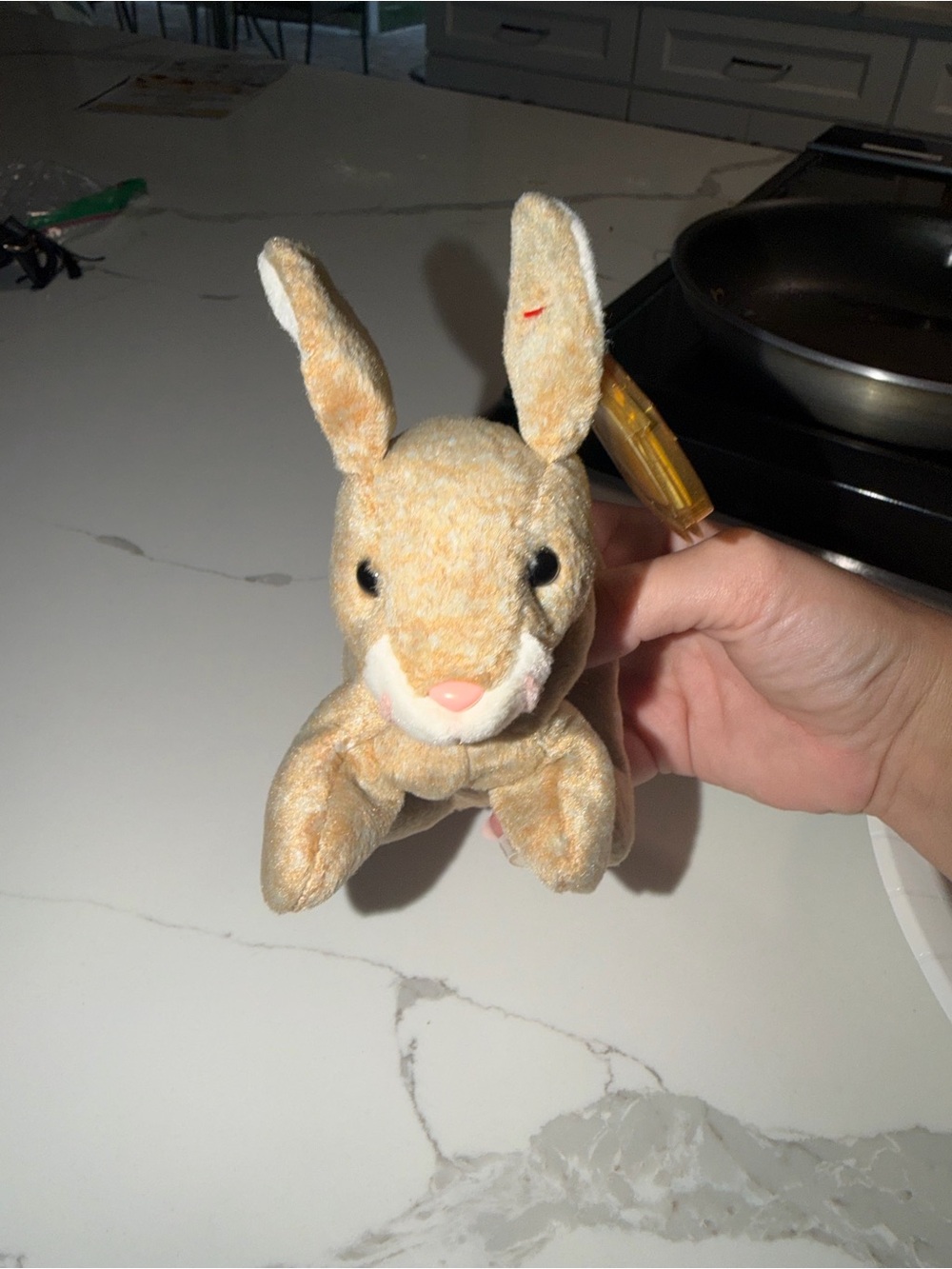 Plush Bunny Small Pet Toy - Cream and Light Brown